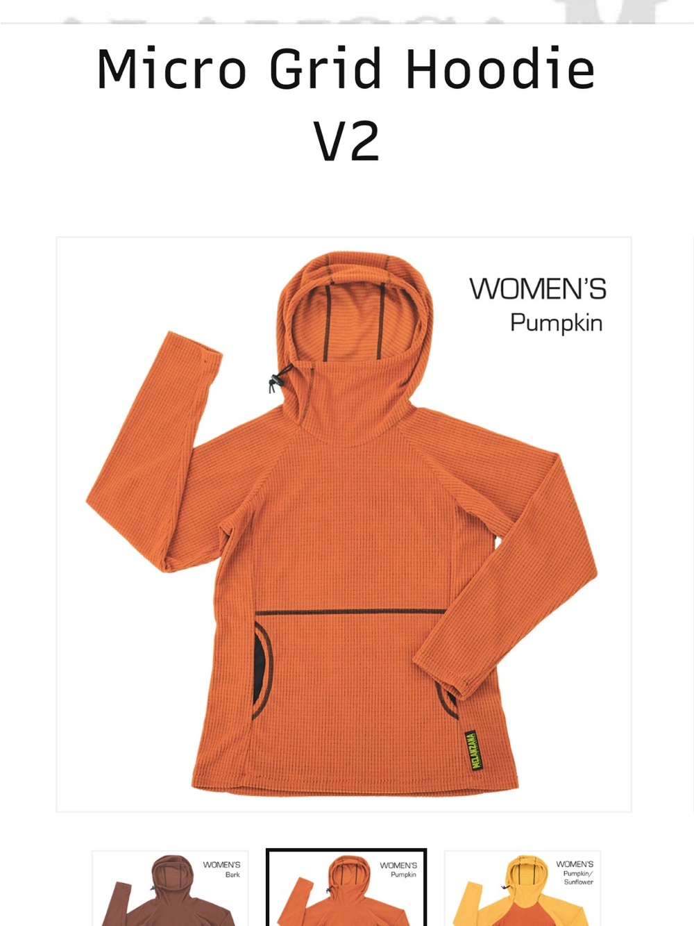 Melanzana Micro Grid Hoodie V2 - Pumpkin Orange